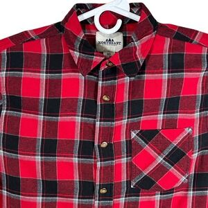 Northeast Outfitters Mens Red Black Plaid Flannel Button Down Shirt‎ Size Medium
